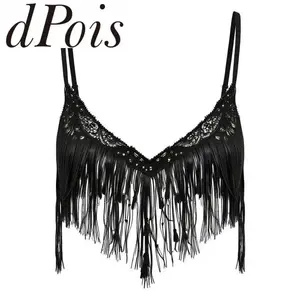 Women Y2K Tassel Glitter Sequined Wireless Bra Tops Shiny Sequin Wireless Bralette Bellywood Music Festival Club Dancing Costume