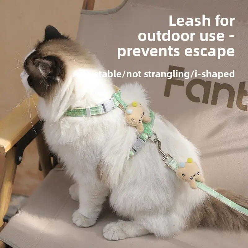 Escape-Proof Adjustable Pet Harness with Leash - for Small Animals, Rabbits and Cats, Outdoor Walking Tether Rope