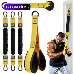 Heavy Duty Latex Resistance Training Equipment, Adjustable Resistance, Weight Loading Capacity 225 lbs, Suitable for Deltoid Push, Face Pull, Bicep Curl and Training Arms, Back, Abs and Shoulders Toning - Home and Gym Workouts, Workout Straps