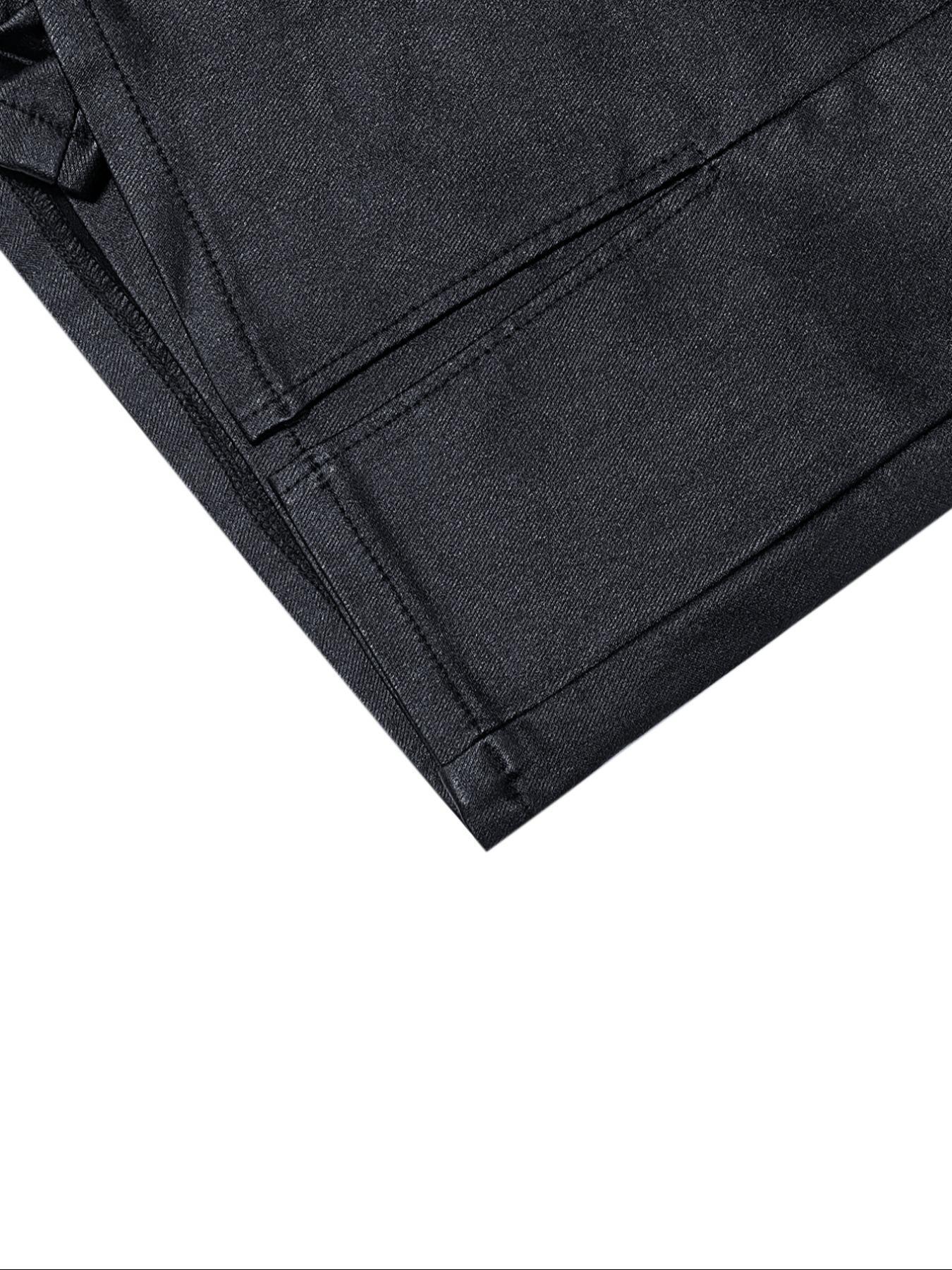 Women's Split Hem High Waist Skinny PU Skorts, Stretchy Zip Back Faux Leather Skort for Holiday Club Daily Wear, Lady's Bottoms for All Seasons