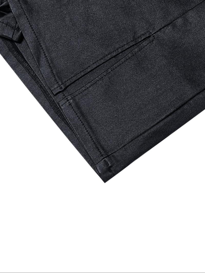 Women's Split Hem High Waist Skinny PU Skorts, Stretchy Zip Back Faux Leather Skort for Holiday Club Daily Wear, Lady's Bottoms for All Seasons