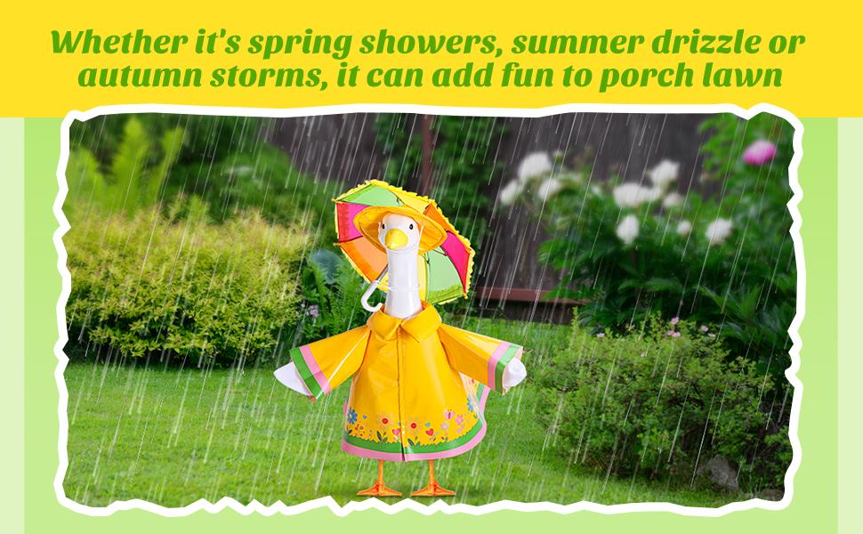 SUNDAY MIRTH 3 Pcs/Set Raincoat Porch Goose Outfits, Summer Lawn Goose Statue Raincoat Costume, Yard Goose Clothes Raincoats Umbrella Hat Outfit for 23" Statue Patio Garden Decoration