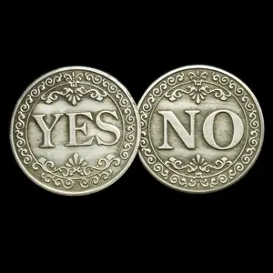 Floral Yes No Alphabet Coin Retro Silver Plated Copper Challenge Coin Handheld Fidget Coin Board Game Decision Maker Novelty Collectible Coin for Party Favors