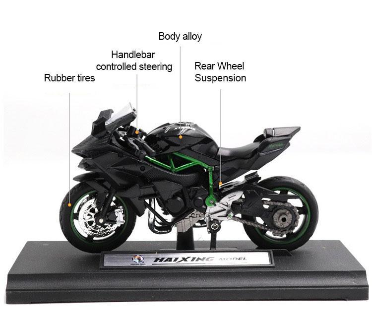 Die Casting Model Alloy Motorcycle Model Children's Toy Pendant Sliding Car Model Boys' Toy with Base