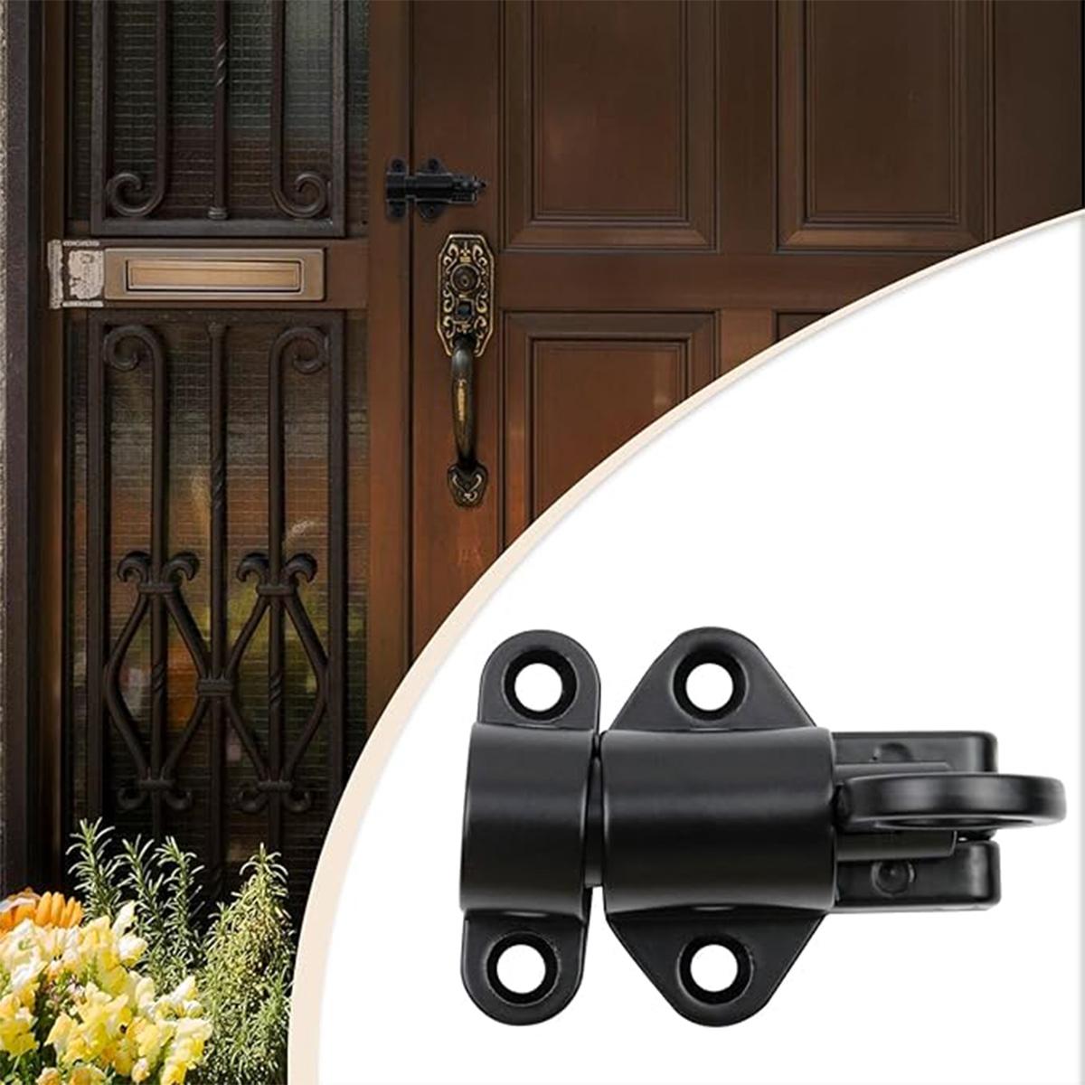 2 Packs Self-Closing Latches，Black Spring Door Lock，Resilient Bolt Latch Aluminum Alloy Safety Automatic Spring Barrel Slide Door Lock with Screws,Used for Gate,Window and Cabinet etc