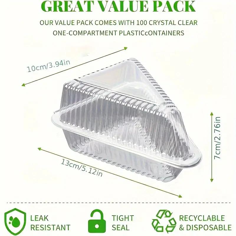 Disposable Triangular Transparent Plastic Hinge Outer Container, 100pcs Clear Cheese Cake Container, Baking Utensils for Families, Bakeries, and Cafes, High Quality Plastic, Food Grade Plastic