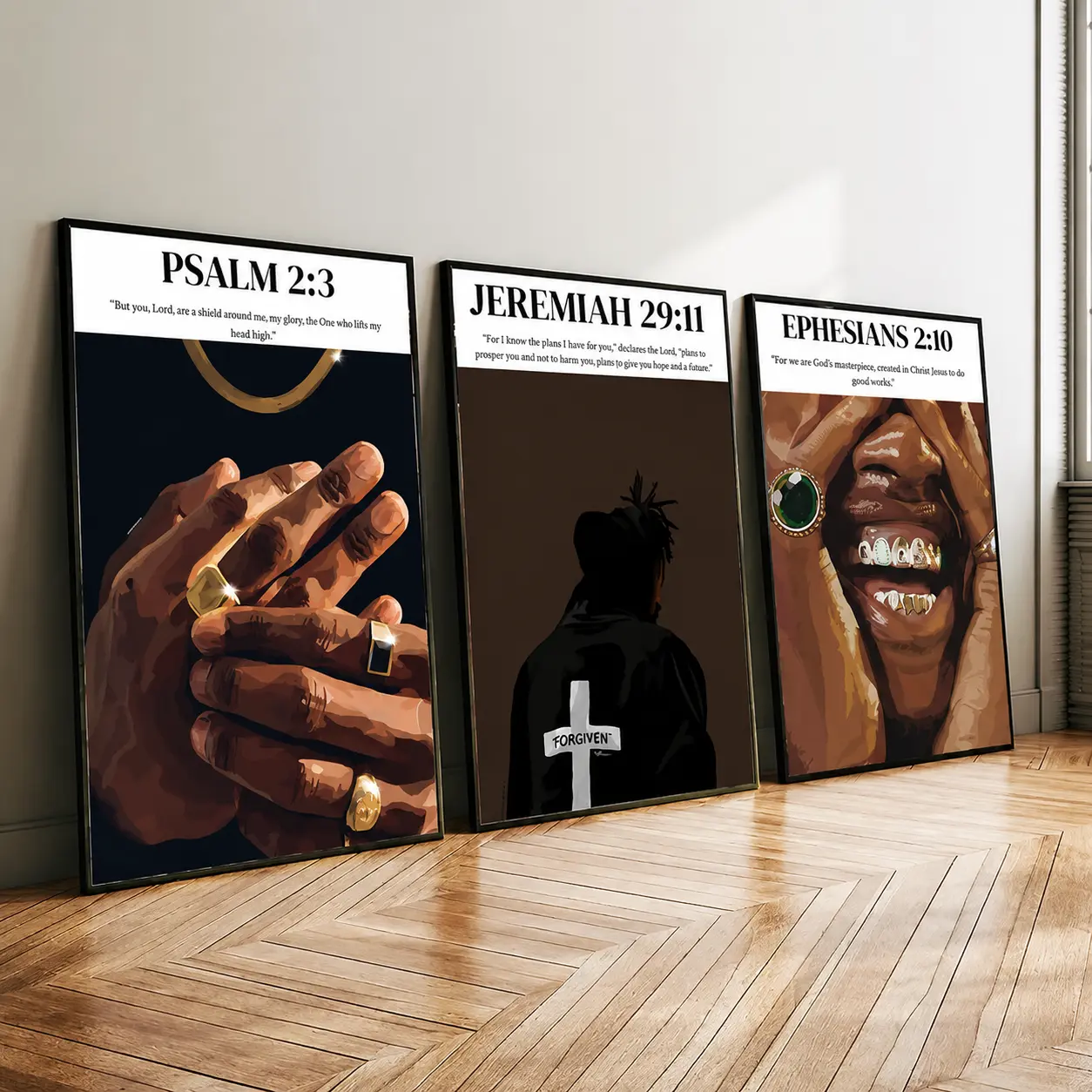 Black Christian Wall Art |   Inspirational Bible Verse Scripture Canvas Print, African American Faith Artwork, Modern Religious Home Decor for Bedroom & Living Room
