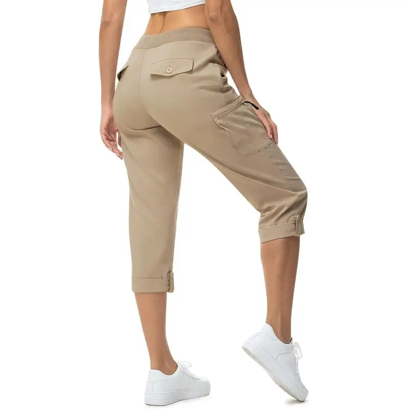 Women’s Cargo Hiking Capris Pants, Lightweight Stretch Outdoor Capri Pants with Multiple Pockets for Hiking, Travel & Daily Wear