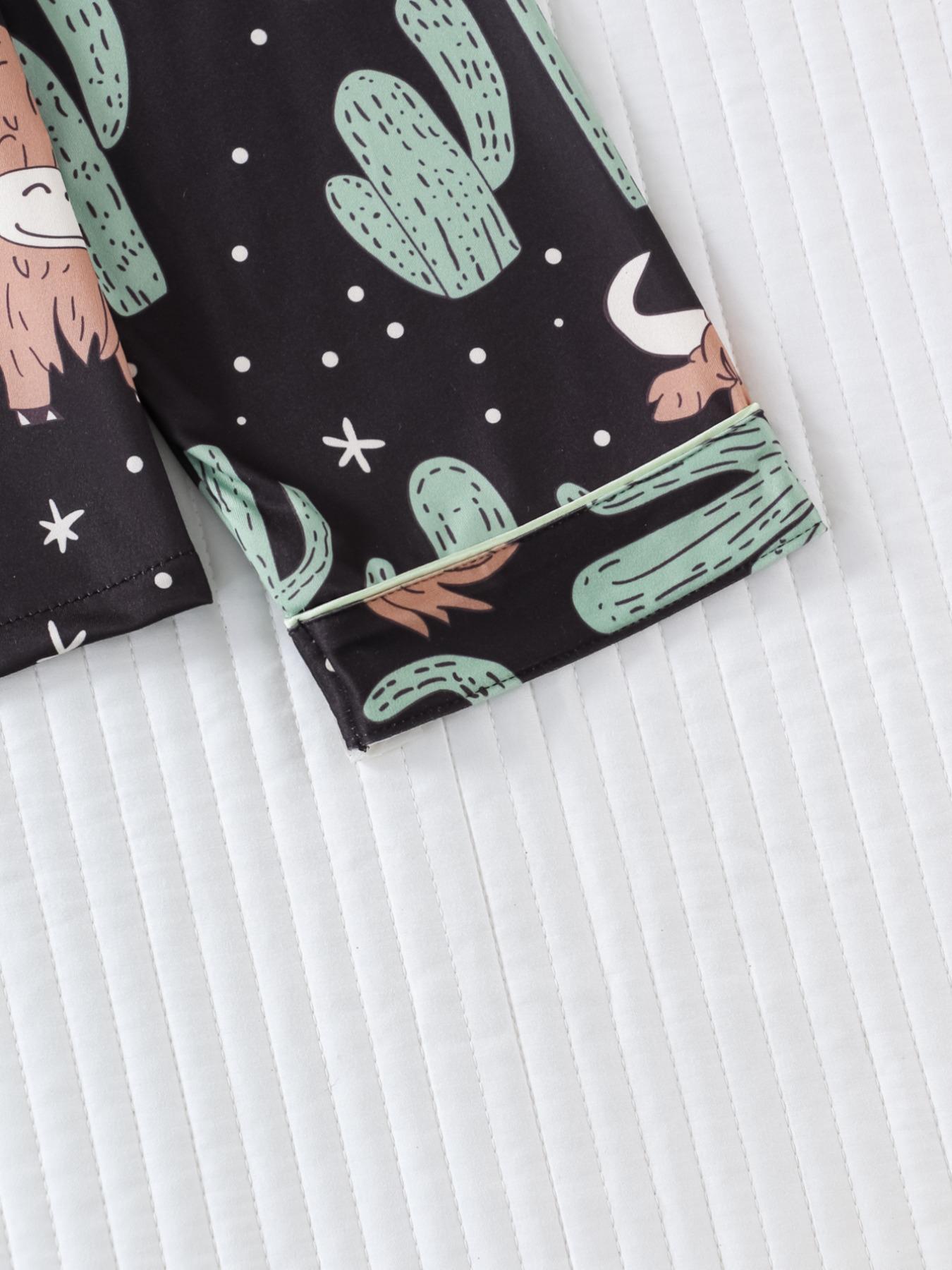 Women's Leopard Print Button Front Pocket Shirt & Pants Pyjama Two-piece Set, Elegant Comfy Long Sleeve Top & Trousers PJ Set, Ladies Sleepwear for All Seasons, Pajama Set