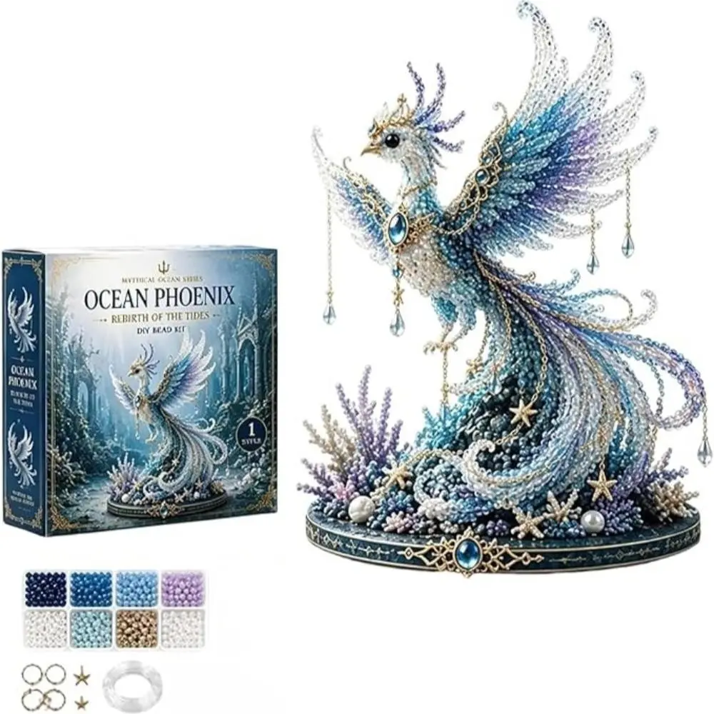 DIY 3D Beaded Animal Kit for Beginners, Unique Ocean Animal Design, Includes Glass Beads and Pattern Guide, Underwater Beading Embroidery Set