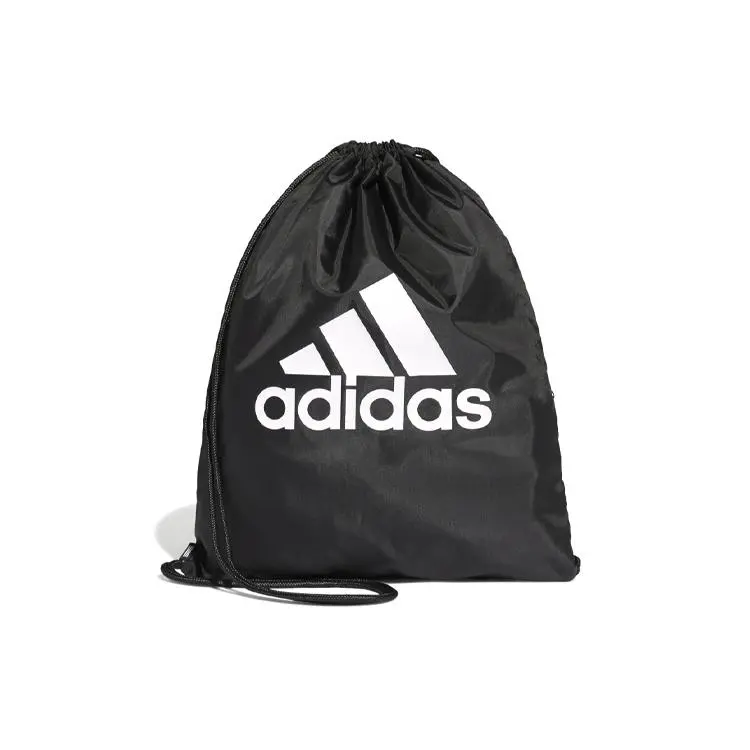 Adidas Letter Logo Drawstring Polyester Crossbody Bag for Men and Women, Casual Black