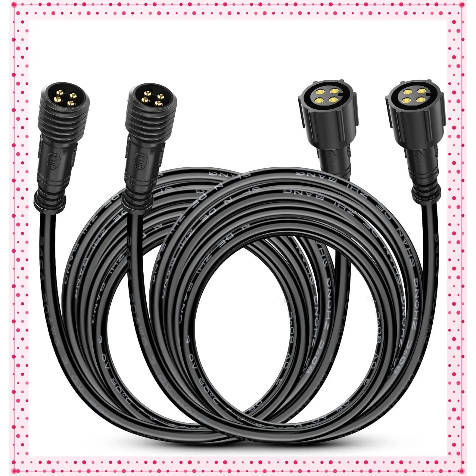 2 Pack 10FT 4 Pin RGB Extension Cable for 4/8 Pods Multi-Color Underglow Rock Light Kits Wheel Well Lights, 2-Year WarrantyGift