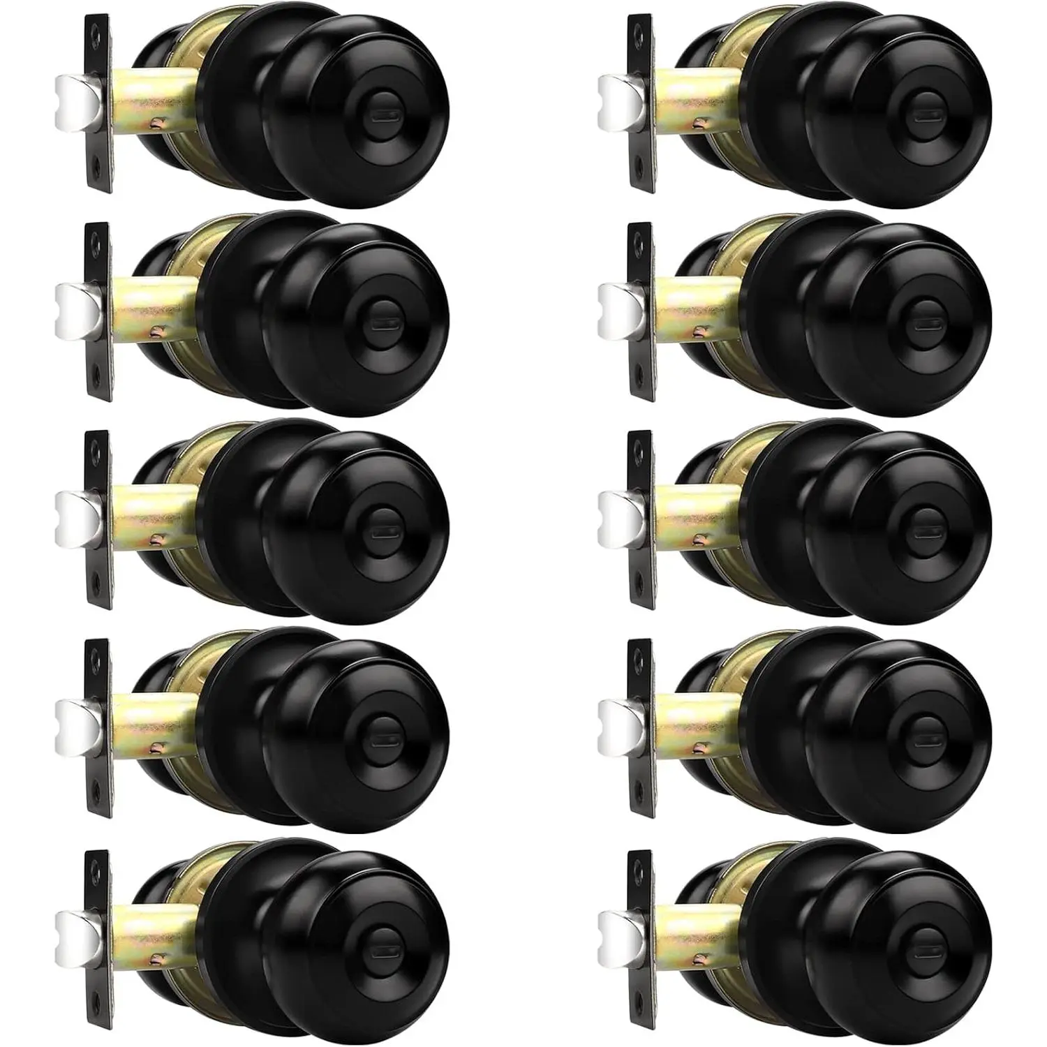 Black Door Knobs, Privacy Door Knob  Bathroom Bedroom, Interior Door Knob with Thumb Turning Locking Button, 10 Pack