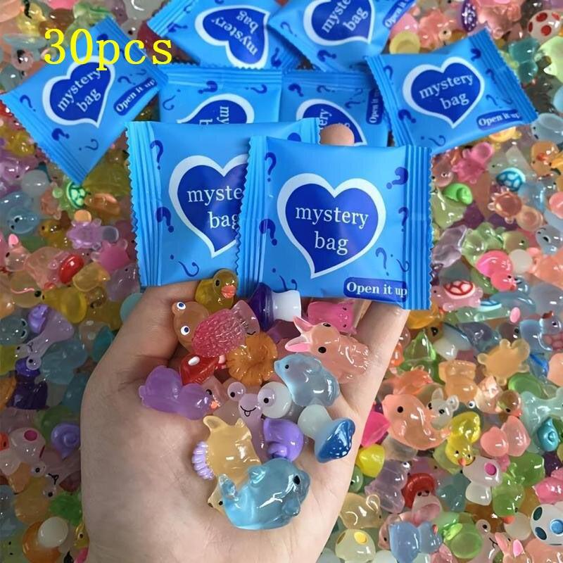 10pcs/30pcs Surprise Resin Blind Bags, Mini Resin Animals, Glow-In-The-Dark Resin Animal Ornaments, Creative, Decorative Decorations, Miniature Landscape Decorations