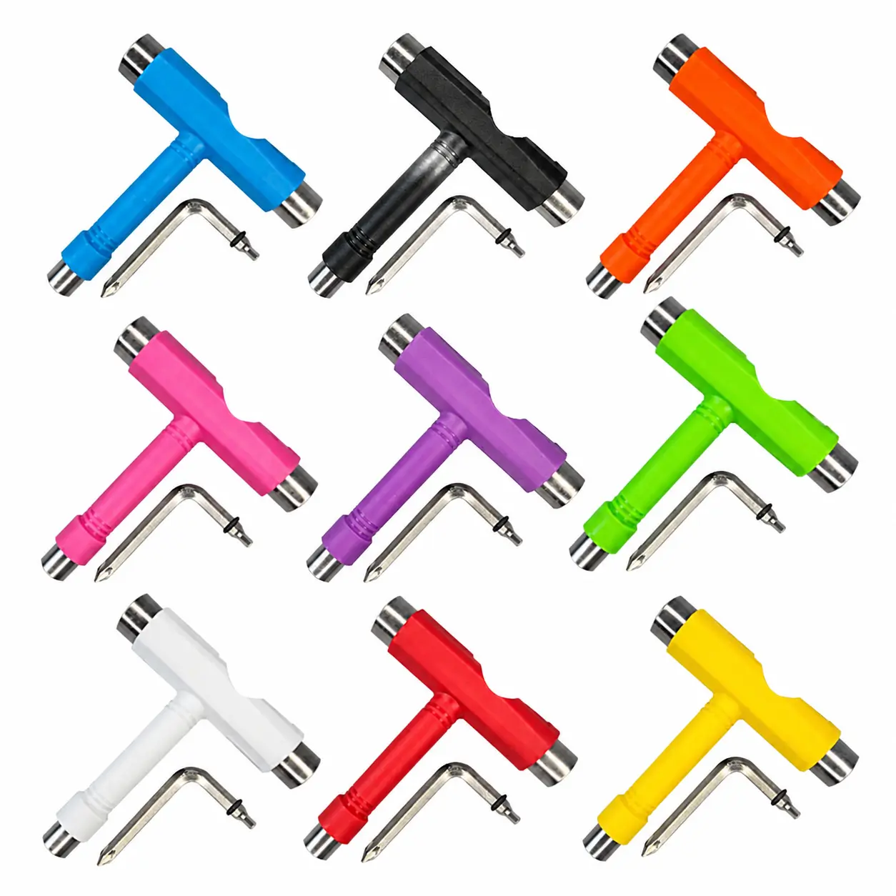 Kids’ Skateboard Maintenance Tool Set – T-Handle Wrench with Adjustable Pulley, Multi-Sized Socket Heads, and Compact Repair Kit for Scooters, Longboards, and Land Surfboards