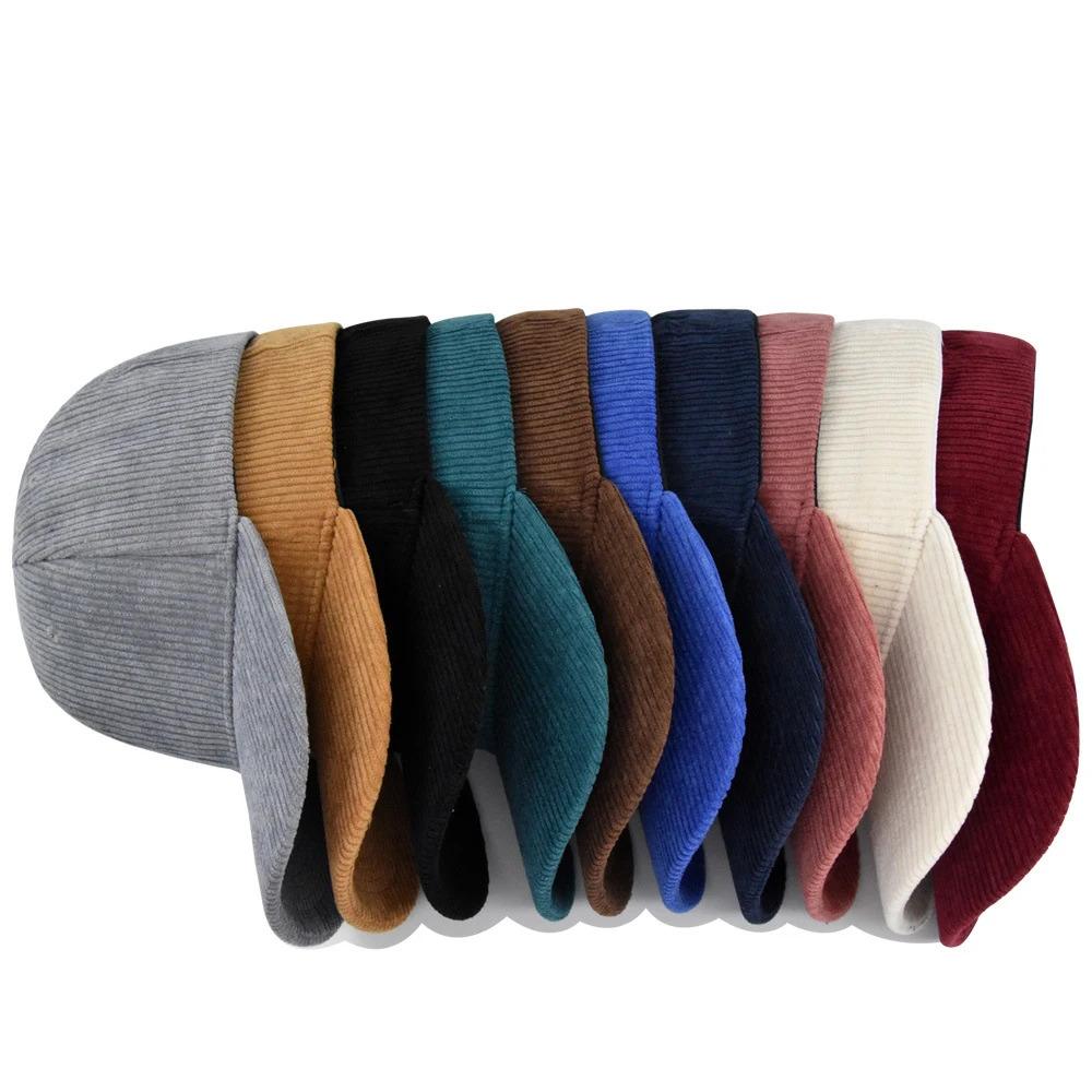 Solid color corduroy ins baseball cap Korean version versatile face enhancing small curved eave street duckbill cap