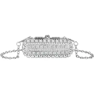 Rhinestone Lipstick Case With Mirror Mini Lipstick Crossbody Bag With Chain Strap   Storage Box,