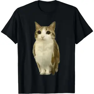 Women's 100% Cotton Round Neck Short-Sleeve Vintage Casual Distressed Graphic Tshirt - Everyday Clothes with Cat, Owl, Cursed Internet, Funny Brainrot Meowl Meme Designs