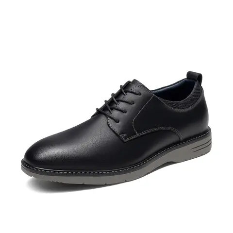 BRUNO MARC Men's Plain Round Toe Lace-Up Oxfords - Solid Formal Office Shoes, Classic Retro Style, All Seasons, Suitable for Business-Casual Occasions