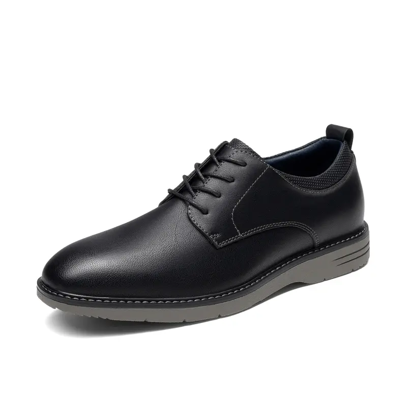 BRUNO MARC Men's Plain Round Toe Lace-Up Oxfords - Solid Formal Office Shoes, Classic Retro Style, All Seasons, Suitable for Business-Casual Occasions