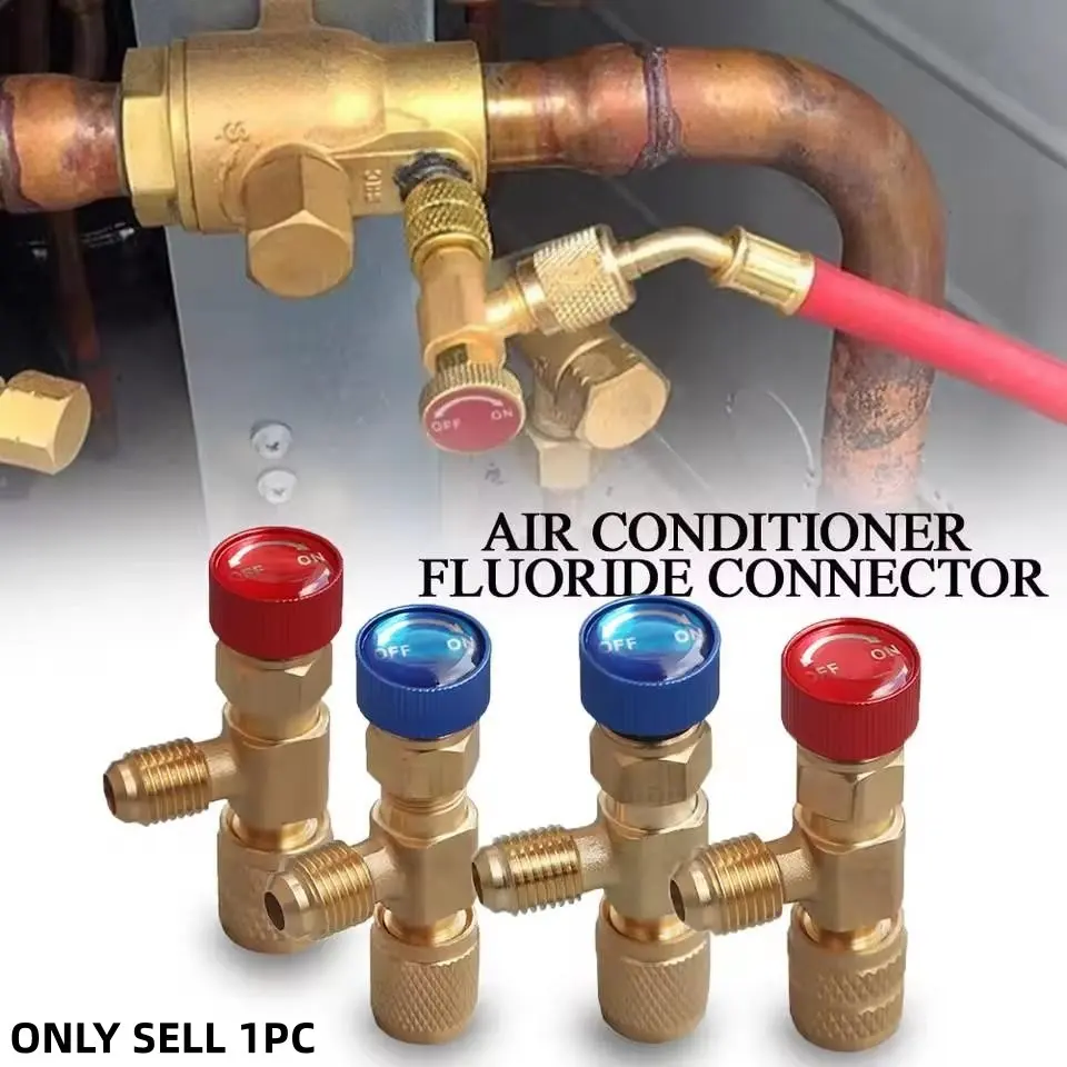 Home Air Conditioner Safety Valve Set R410a/r22, Professional Refrigerant Addition Tool, Leak-Proof Cold Media Connector