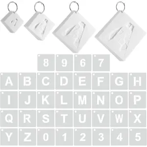 144 Pcs Letter and Number Stencils 4 Sizes Alphabet Number Templates Reusable Plastic Stencils for Painting on Wood, Walls, Signs(1,2,3,4 Inch,Regular)