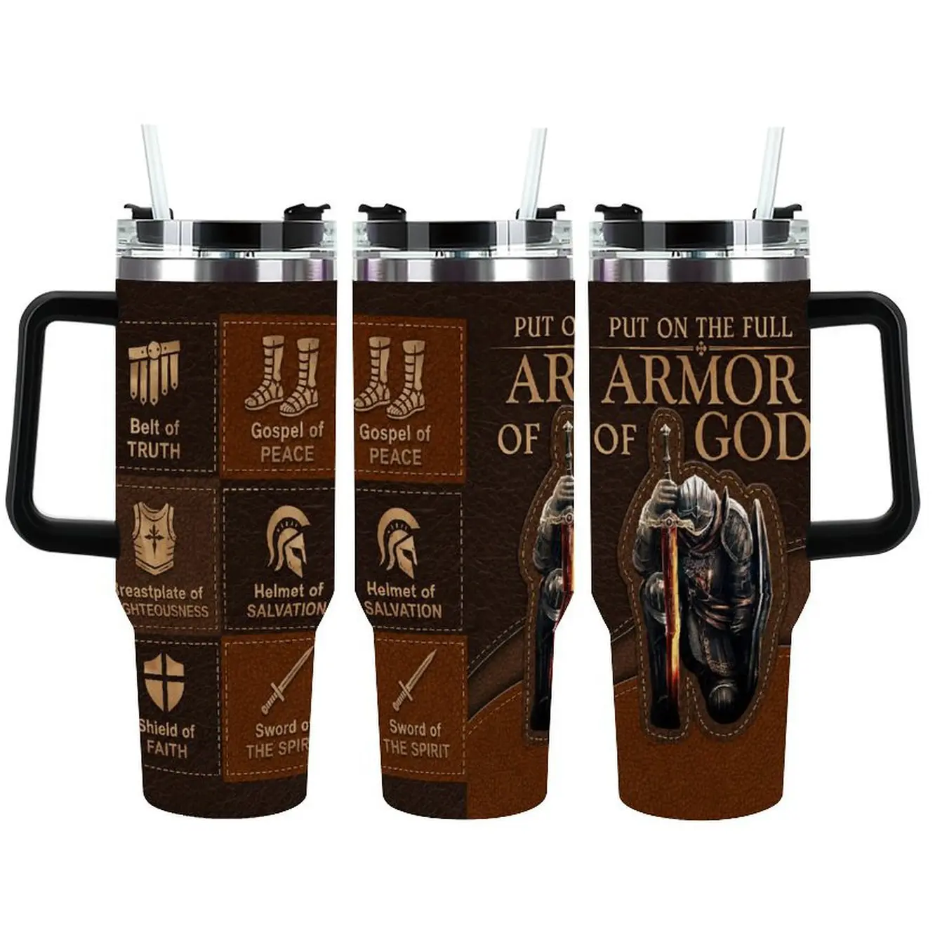 Armor of God Tumbler for Christian Men – Faith Warrior Cup Inspired by Ephesians 6, Powerful Daily Reminder for Prayer Warriors, Christian Dad, Husband or Pastor Gift