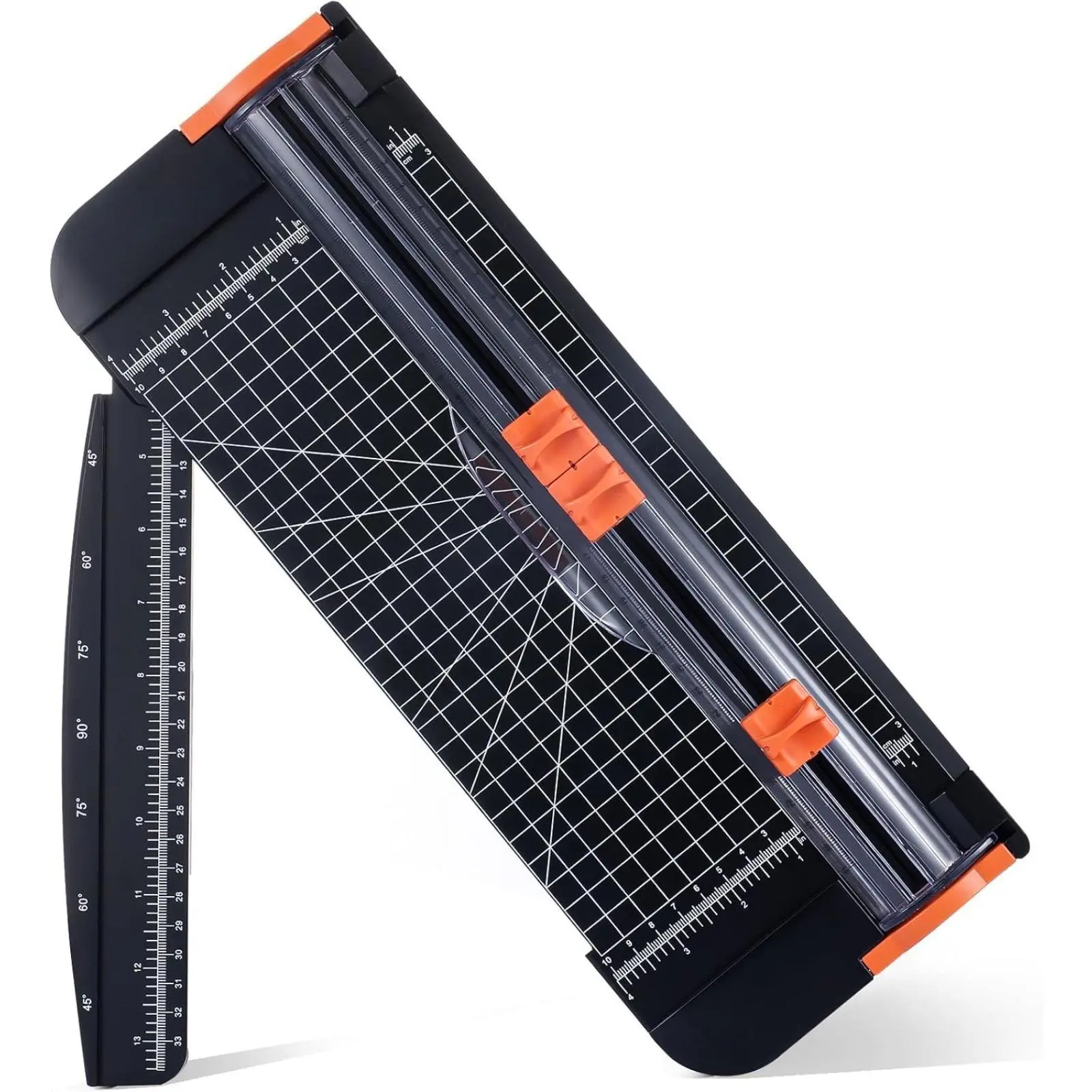 12 Inch Portable Sliding Paper Trimmer with Safety Blade & Foldable Ruler, Precision Craft Cutting Tool for A4 Paper, Photos, Vinyl & Cardstock, Scrapbooking DIY Craft Supply