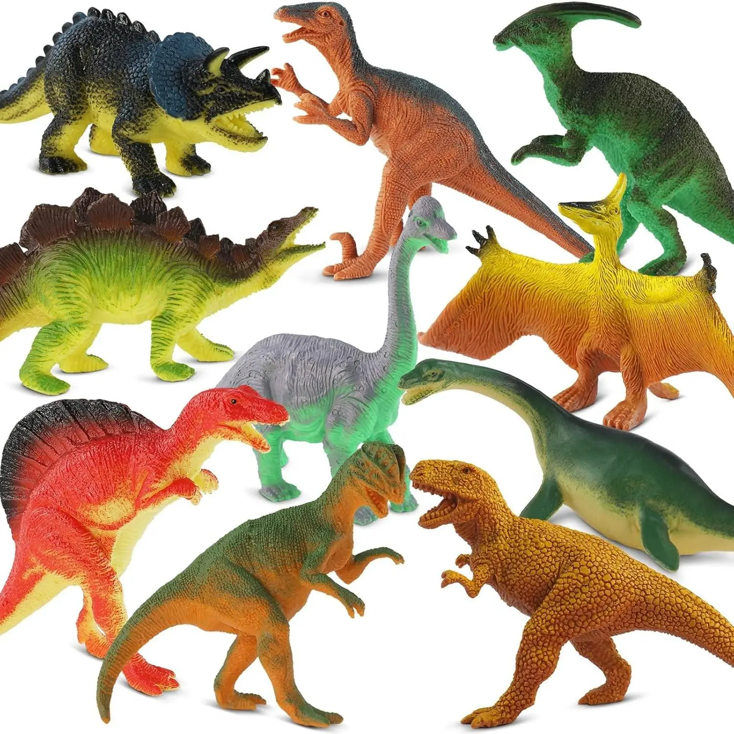 Realistic Dinosaur Toys for Kids 3-5 - 10 PCS Plastic Dinosaur Figure Set Including T-Rex, Stegosaurus, Spinosaurus, Ideal Gift for Toddler Boys Girls