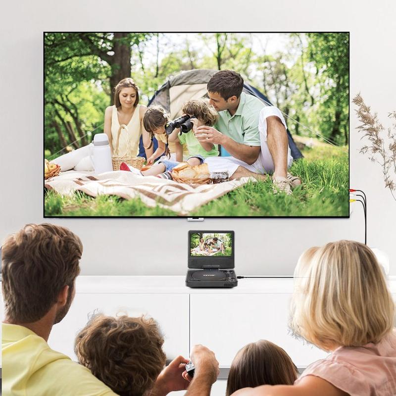 VEVOR Portable DVD Player, 9 inch HD Swivel Display Screen, 4 Hours Built - in Rechargeable Battery, Dual Speakers, Support Sync TV/USB/SD Card/CD/DVD, Car Charger, AC Power Adapter, Remote Control