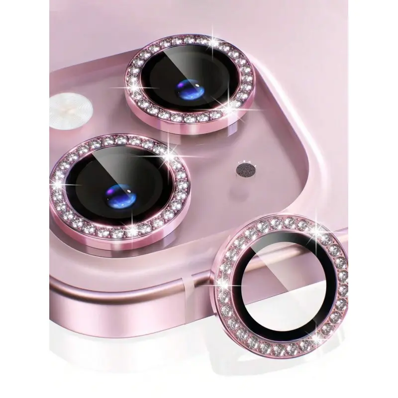 1pcs Colorful Rhinestone, Stylish Cellphone Accessory, Protective Camera Lens Protector Film For Apple 17/17Air/17pro/17promax, Embedded Artificial Diamond Camera Cover Tempered Glass For Apple 14 Pro Max/14 Pro/15/15Promax/15Pro [Perfect Fit]