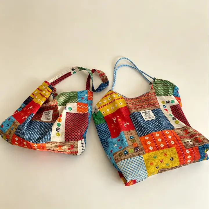 Women's Vintage Cottagecore Patchwork Tote Bag - Soft Casual Shoulder Handbag for Beach, Forest Travel & Romantic Summer Gifts (Sports & Outdoor Accessory)