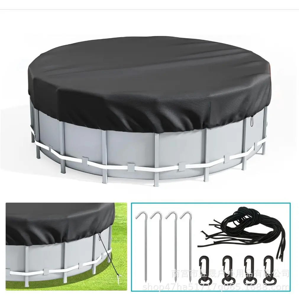 Cross-border outdoor pool cover, dustproof cover for outdoor round bathtubs, sun-proof and waterproof cover for pet swimming pools