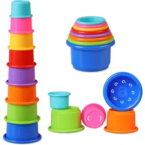 Stacking Cups Baby Toy Educational Cup Stacking Set 8-Pc Rainbow Stackable Cups | Nesting Cups for Babies 6-12 Months | Stacking Cups for Toddlers 1-3 Perfect for Indoor/Outdoor, Rainbow (8Pcs)fidget toys