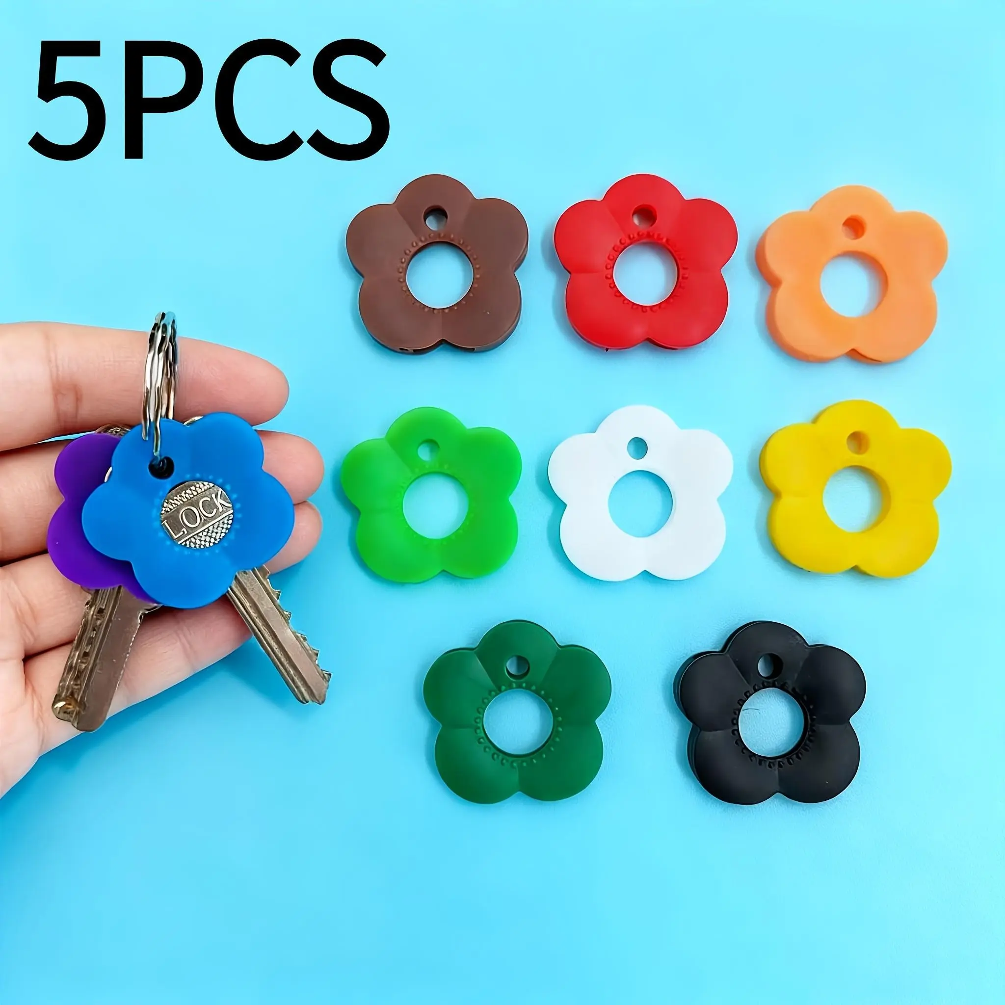 5-Piece Colorful Flower Keycap Set, Durable Keycap Protector, Key Covers, Easy Installation, Suitable for Home Office Keyboard, Keychain Holder, Keychain Attachment
