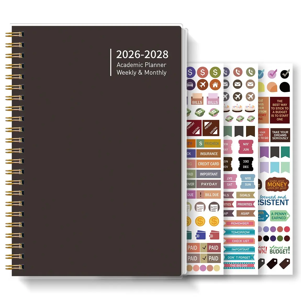 A5 Portable Planner Notebook with 3 Stickers, 5.7 X 8.15 Inches, 24-Month Academic Year Weekly and Monthly Spiral Binder, Student Academic Planner, Planner Calendar, Schedule Planner, Productivity Planner, Office Planner, Teacher Planner