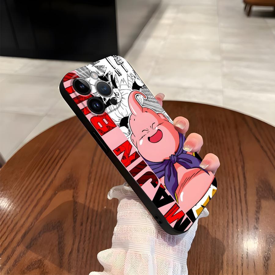 TPU Soft Case for iPhone 17 16 15 14 13 12 11 Pro Pro Max Air Black Comic Majin Buu Phone Cover Durable Protective