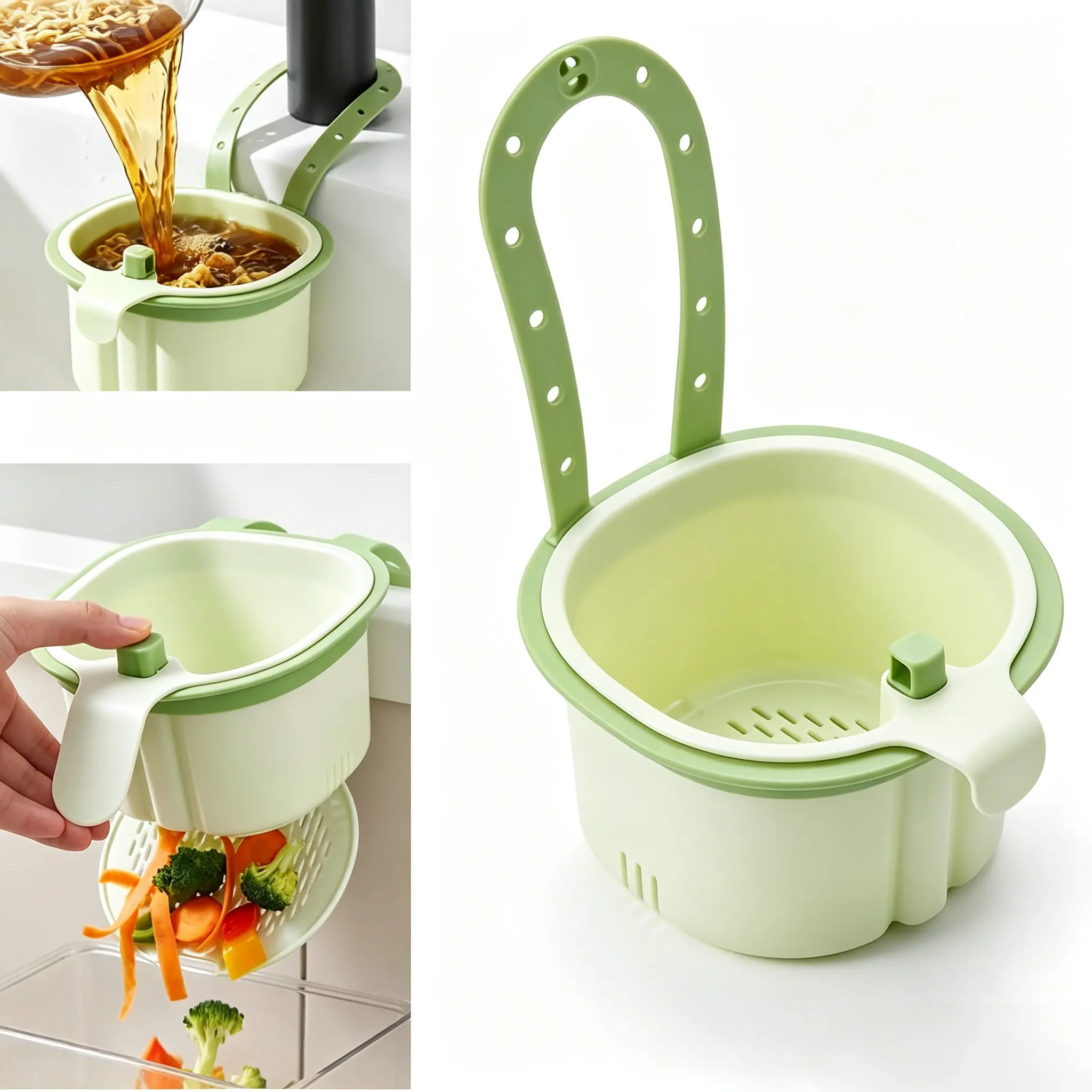 Cactus Shaped Hanging Sink Drain Basket, Press Automatic Dumping, Self-Cleaning Kitchen Strainer, Multifunctional Food Filter Basket, Strainers For Kitchen