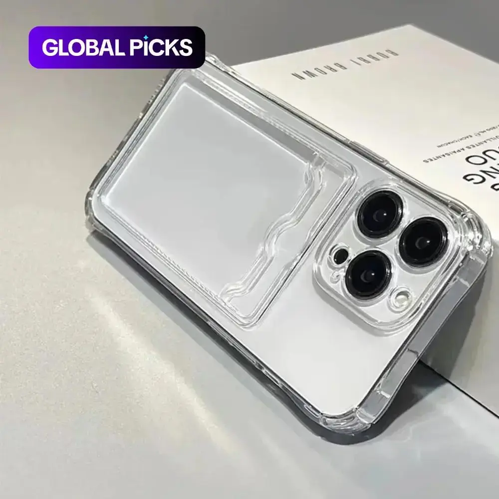 Transparent Slim Fit Card Holder Phone Case for iPhone 6 7 8 9 X XS XR 11 12 13 14 15 16 17 PRO MAX PLUS Air mini, Shockproof Lightweight Design, Clear Color Protective Cover, Accessories #TOP PICKS