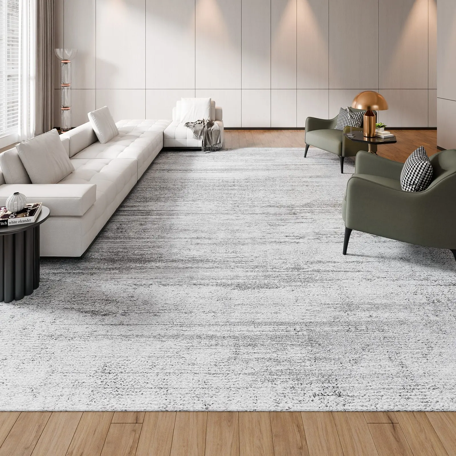 VEVOR Area Rug, 10x 14 ft Large Washable Rug, Non-Slip and Tear-Resistant Soft Carpet, Pet Child Friendly Modern Area Rugs, Indoor Mat for Bedroom, Office, Living Room, Kids Room, Entryway, Gray