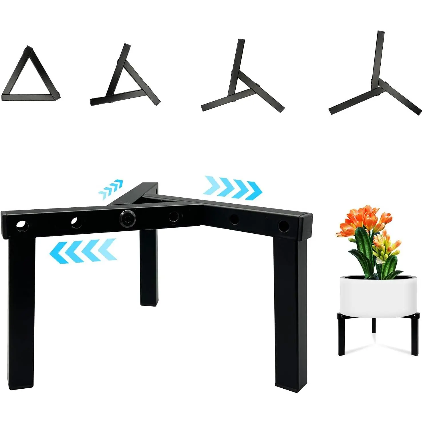 Three  Adjustable Metal  Stand for 5"-10"  Pot – Indoor & Outdoor (Black, 1 Pack)