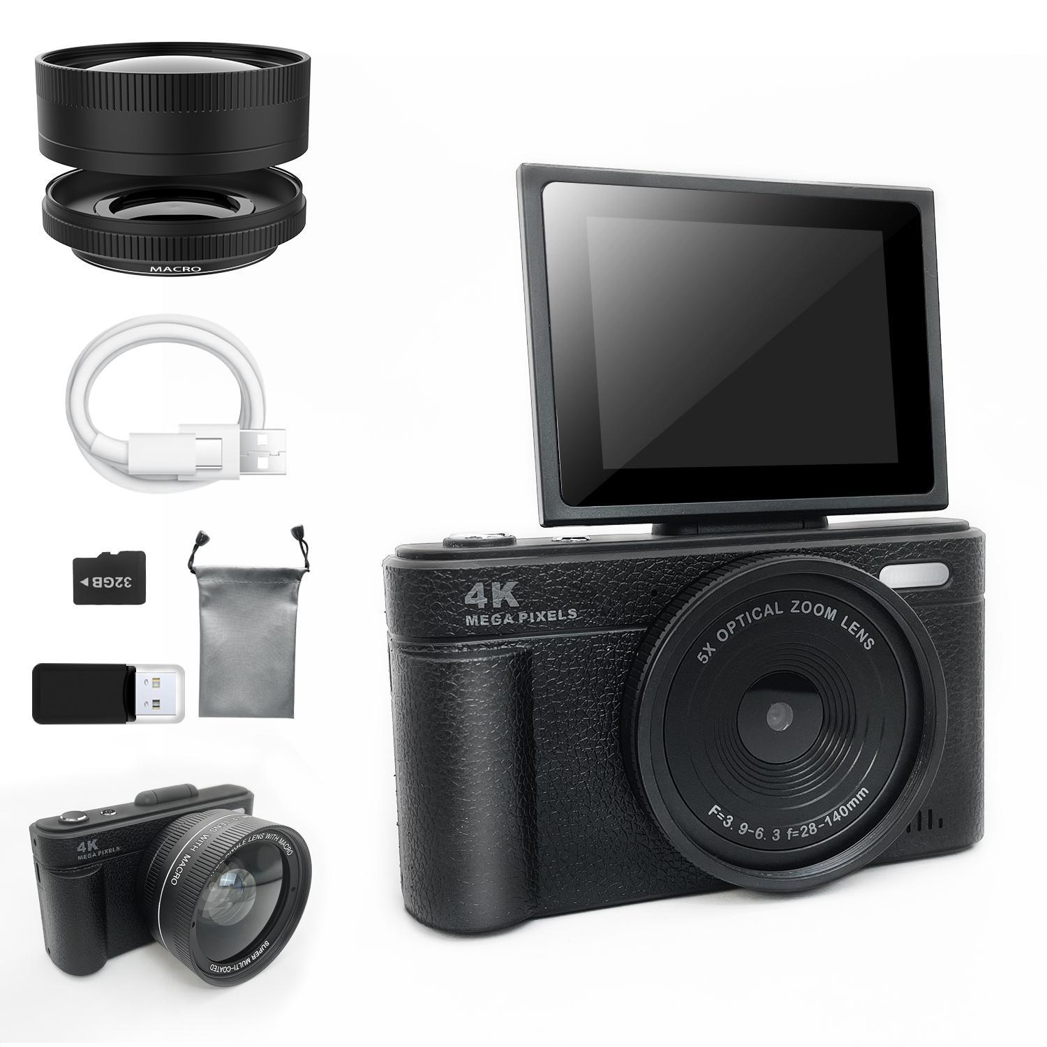 18X Digital Zoom Camera with Lens & 32GB Micro SD Card, High