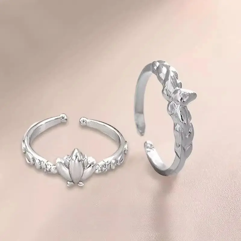 Frieren Premium Trendy Creative Lotus Flower Style Ring Lightweight Waterproof Popular Fashion Jewelry Cosplay Costumes DIY Prop