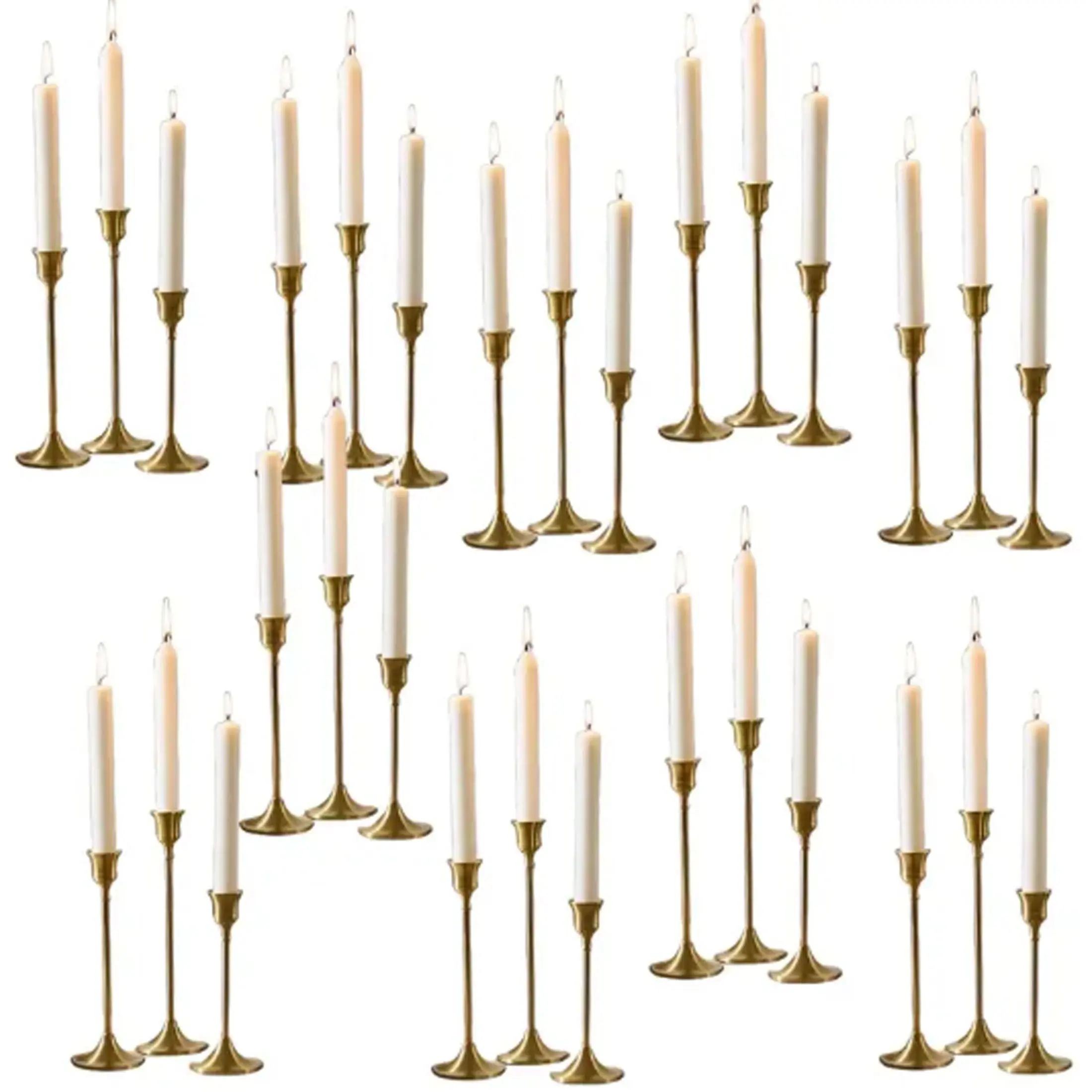 30-Piece Candle Holders, Luxury Metal Conical Candle Holder Set, Ideal for Dining Table, Wedding, Home Decor, Home Decoration, No Candles Included