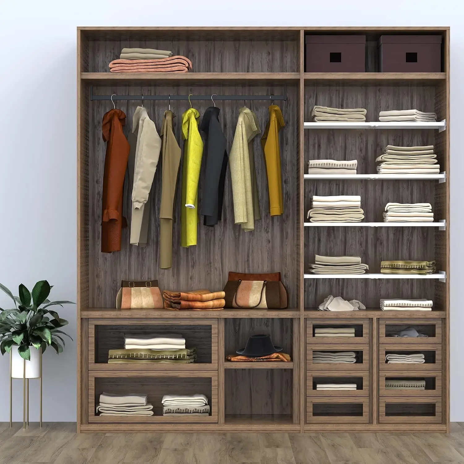 Expandable Closet Shelves Organizers, Adjustable Storage Shelf Divider for Cabinet Wardrobe, Fits Closets Pantry Cupboard Kitchen, Large 1 Pack