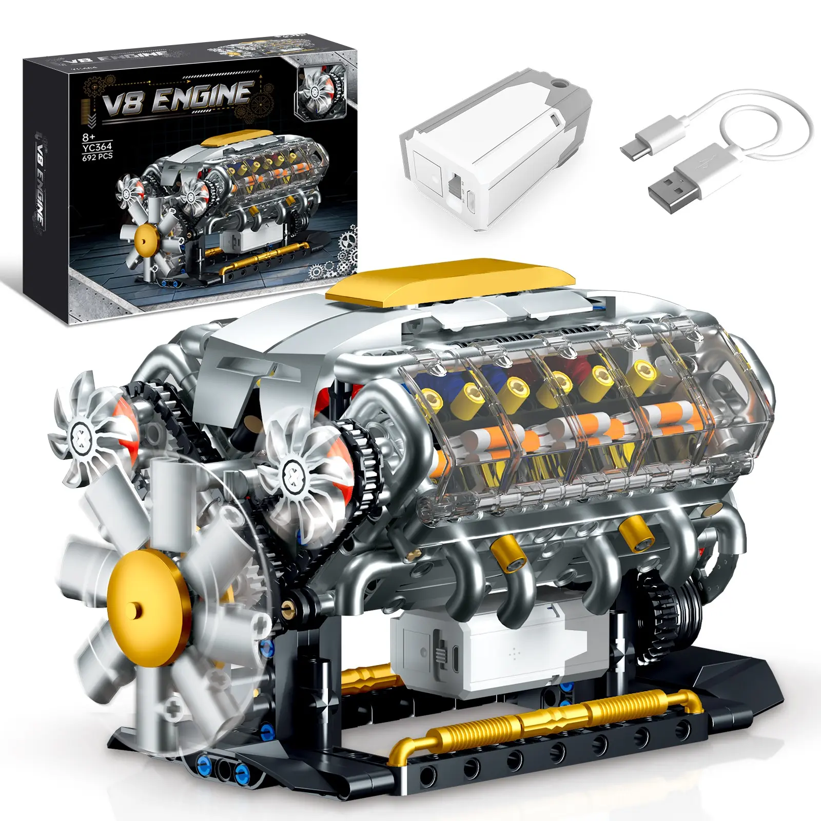 Yc364 Mechanical Engine Model Building Blocks, Educational Puzzle Toy for Kids, Boys' Intelligence Development Gift, Fun Assembly Playset