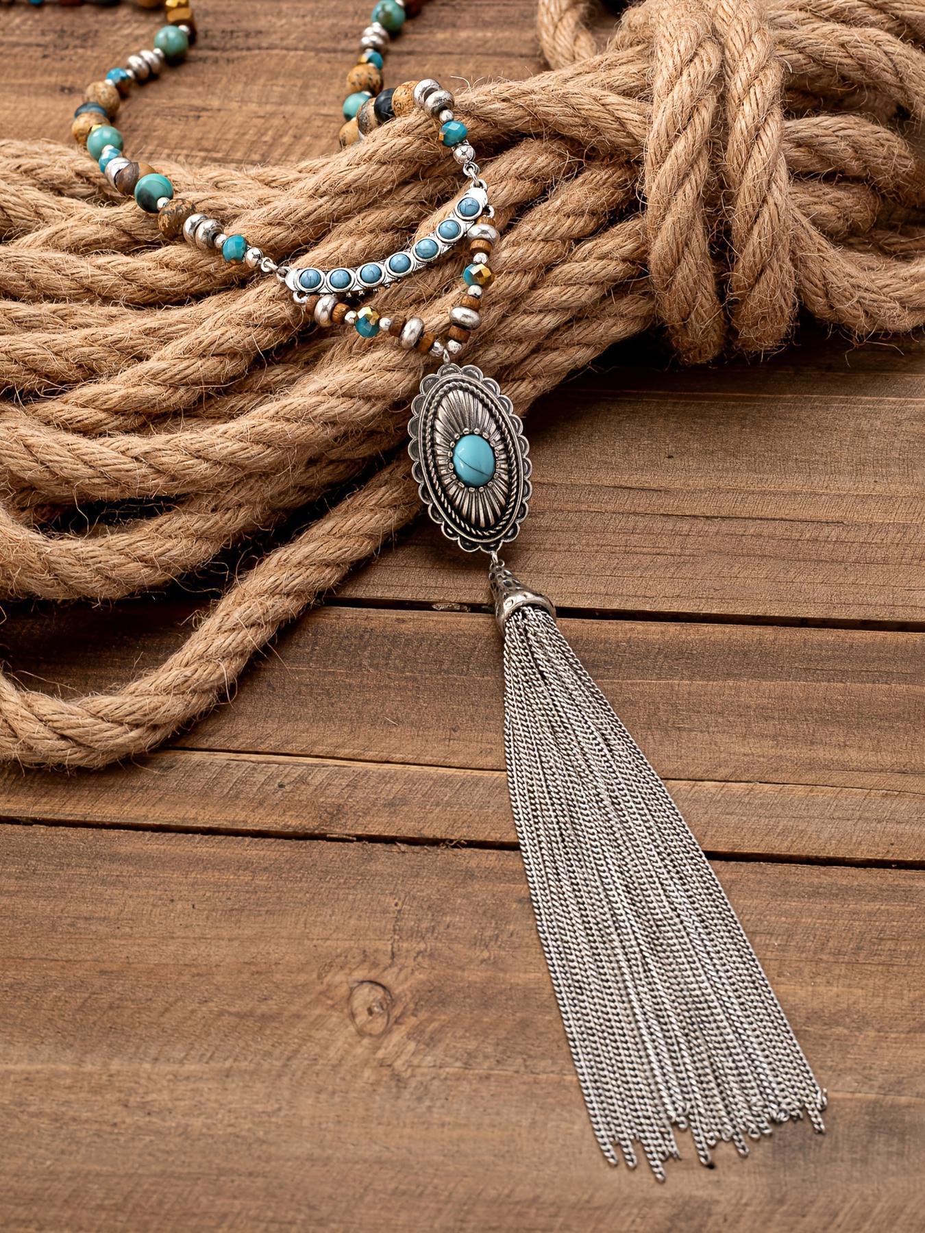 Vintage Boho Style Long Necklace for Women, Fashion Jewelry for Party, Daily Clothing Decor, Trendy All-match & Exquisite Jewelry for Birthday Gift, Jewelry Accessory