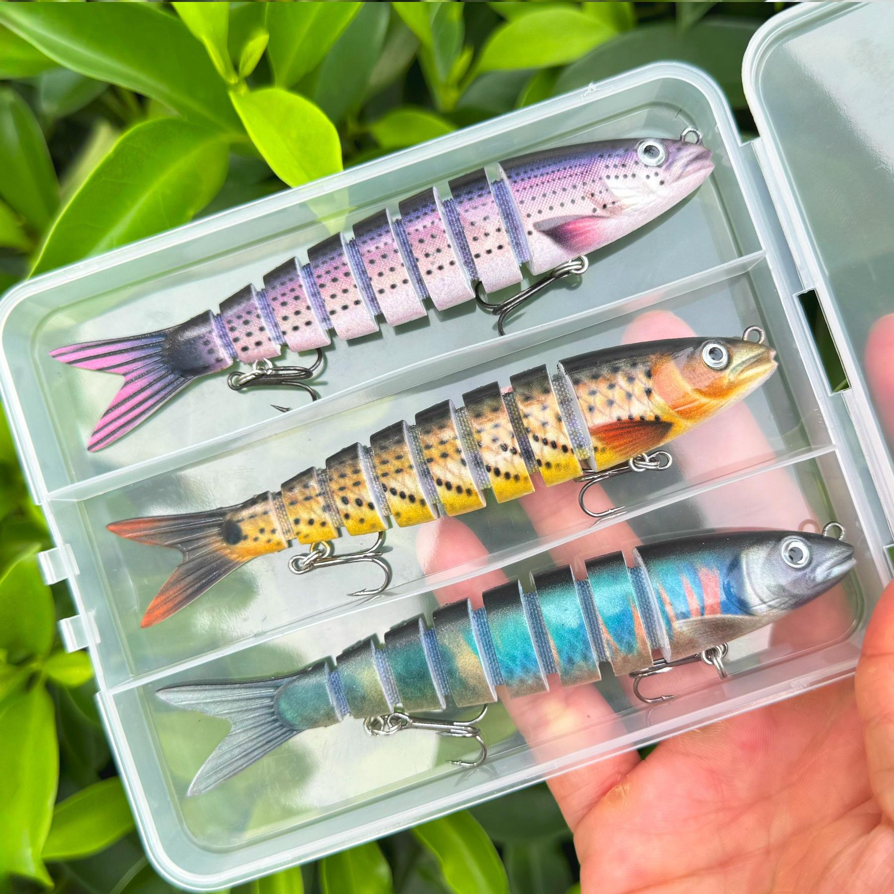 3-pack Multi-Jointed Fishing Lures Kit 8-Segment Minnow & Pencil Hard Baits Realistic Sinking Swimbaits Durable Sharp Hooks Lifelike Action for Freshwater Saltwater Trout Bass Fishing Outdoor Angling Tackle Gear