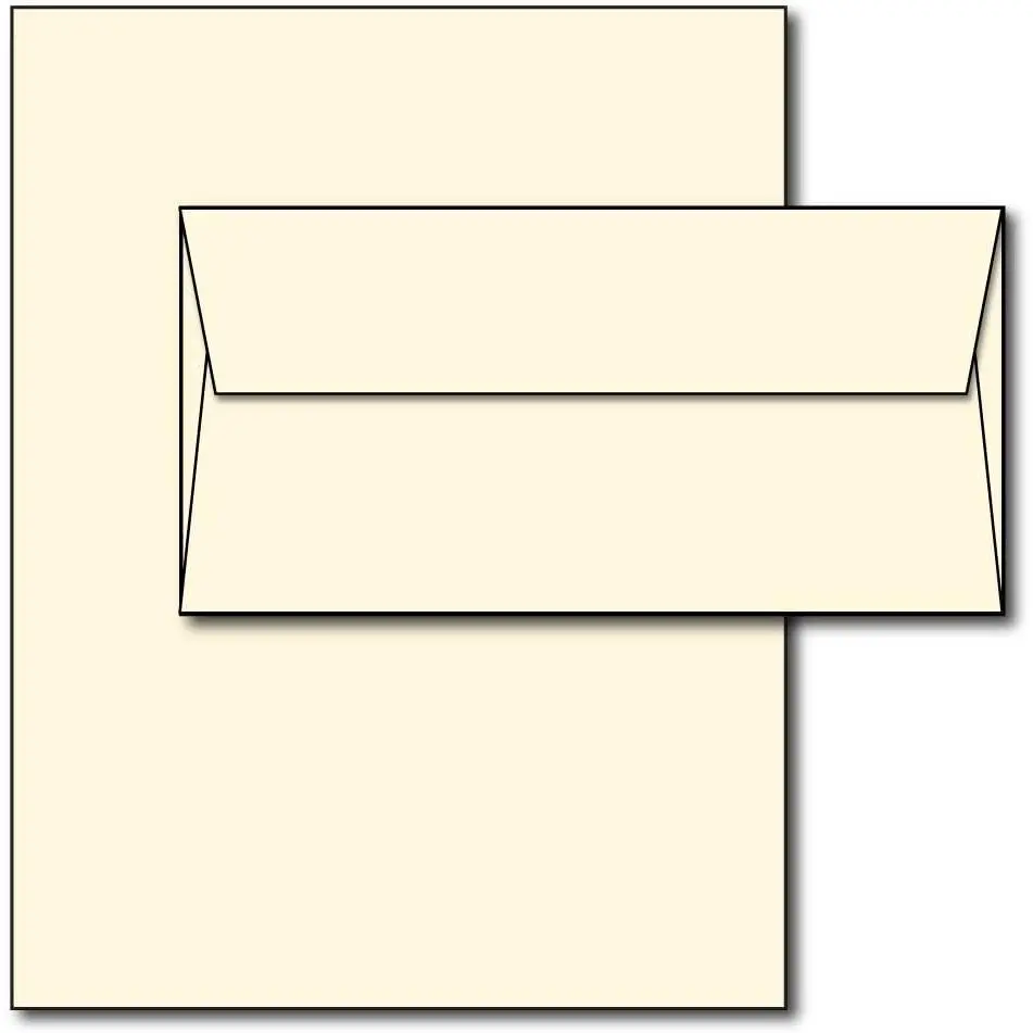 Blank Letterhead Paper & Matching Envelopes - Off-White Natural Cream - 40 Sets - Executive Size (7" x 10")