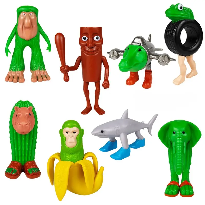 New Foreign Ai Mountain Sea Classic Hand Model, Tralala Wearing Shoes Shark Toy Figure, Wooden Stick Human Doll Collectible